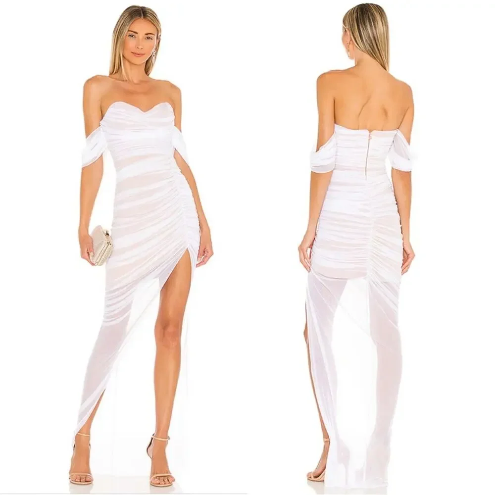 Nookie x Revolve Dita Boned Bodice Mesh Gown Size Small NWT White Nude - Picture 2 of 5